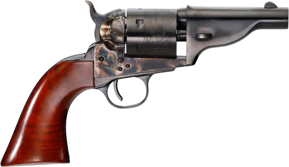Taylors & Company Hickok Open-Top .38 Special, 3.5" Blued Barrel, 6rd, Color Case Hardened Frame, Walnut Grip