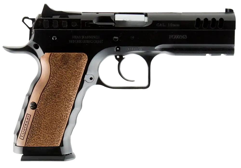 Tanfoglio Defiant Stock I 40 S&W, 4.50" Barrel, 14+1, Black Finish, Picatinny Rail, Wood Grip
