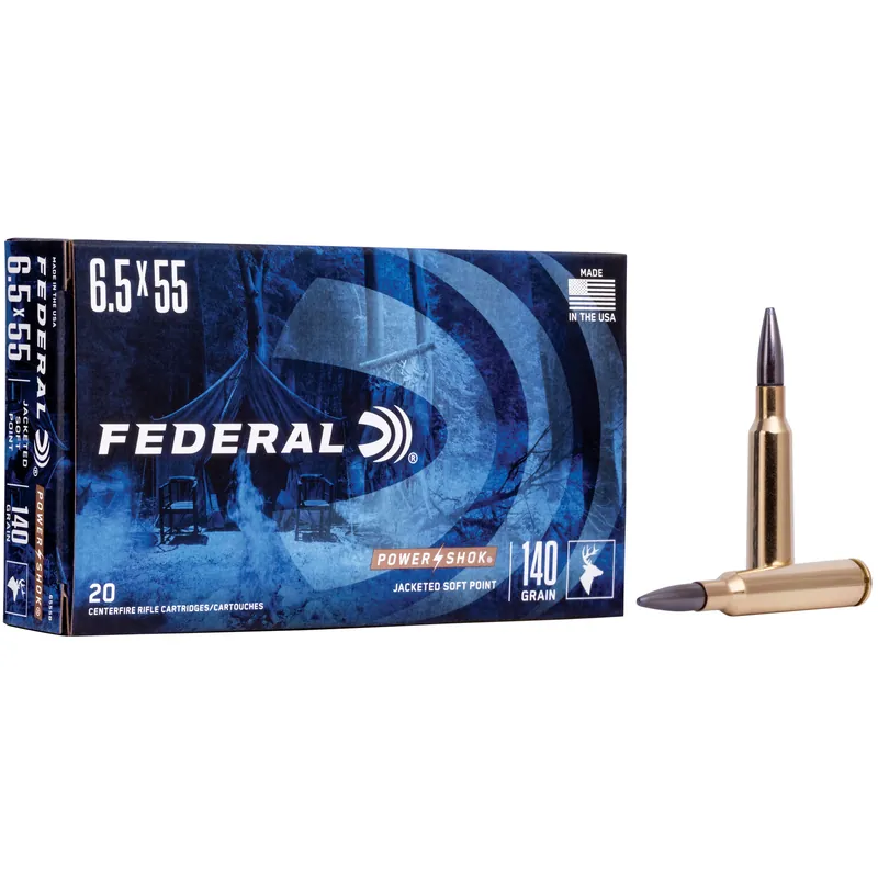 Federal Power-Shok 6.5x55mm 140 Grain Soft Point Ammunition - 20 Rounds/200 Rounds