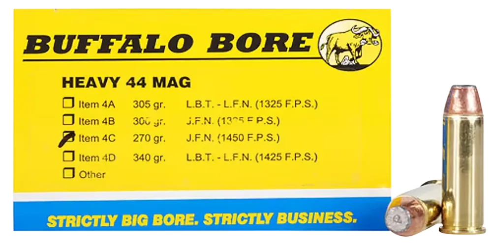 Buffalo Bore 44 Rem Mag 270gr SJFP Ammo - 20 Rounds/Box