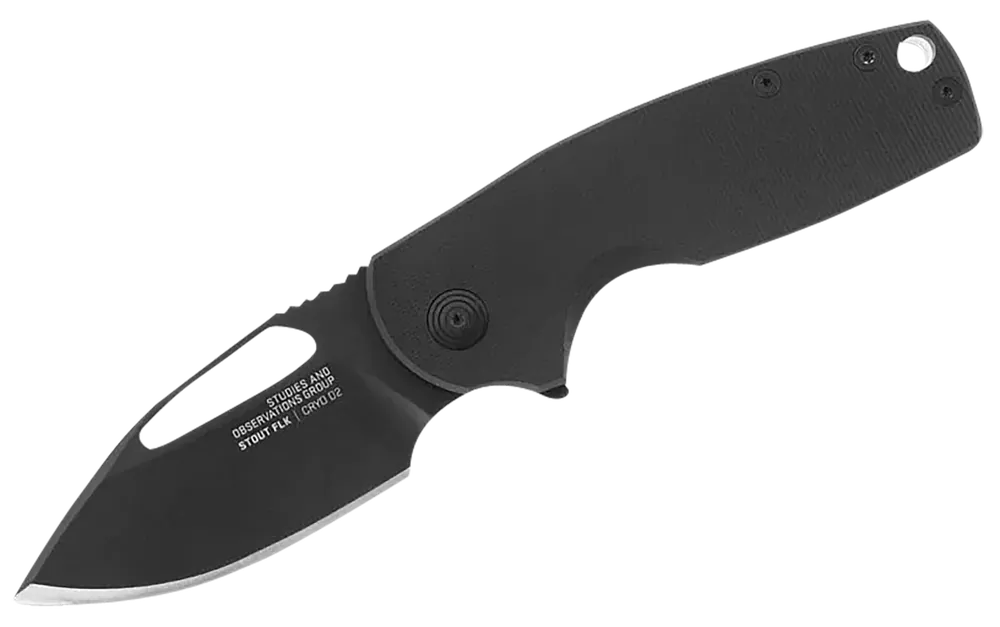 SOG Stout FLK Folding Knife with Black TiNi Cryo D2 Blade and G10 Handle