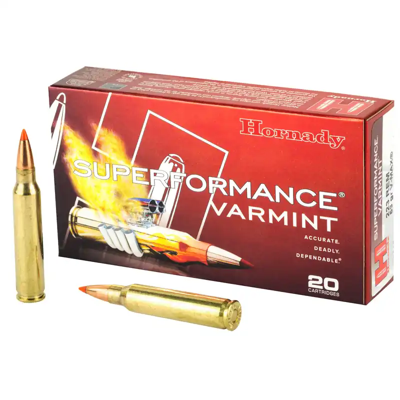 Hornady Superformance 223 Remington 53 Grain V-MAX Ammunition - 20 Rounds/200 Rounds