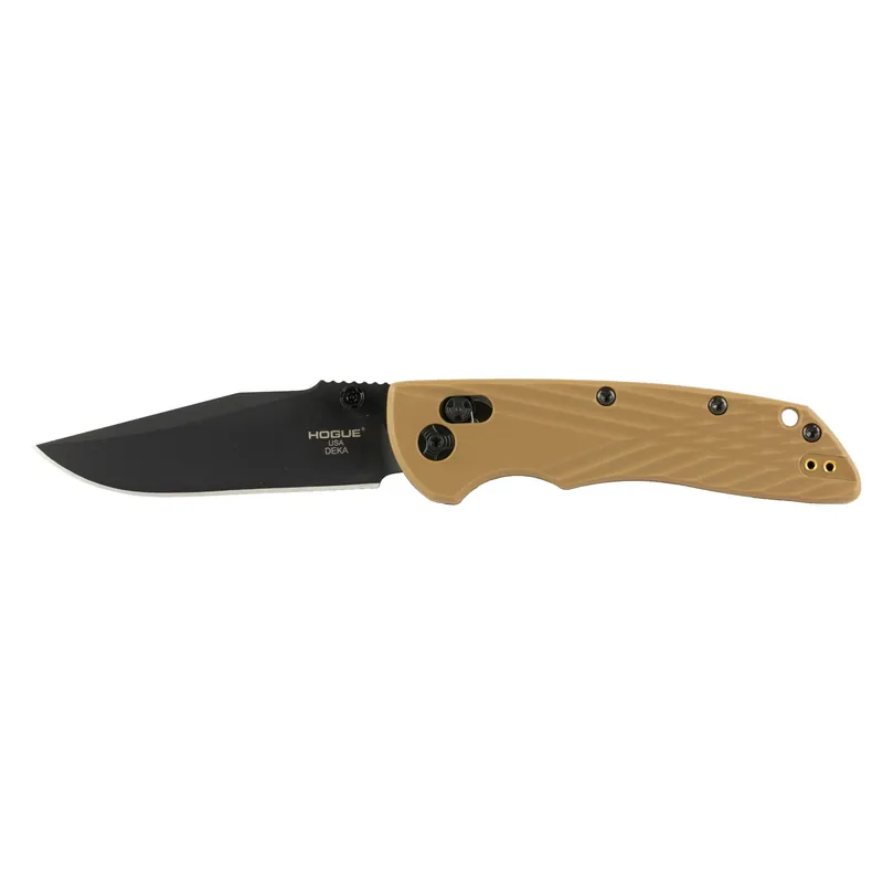 Hogue Deka 3.25" Folding Knife with Black Clip and Flat Dark Earth Handle