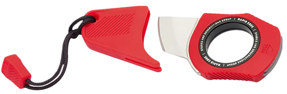 SOG Rapid Rescue Red Aluminum Knife with Stonewashed Blade