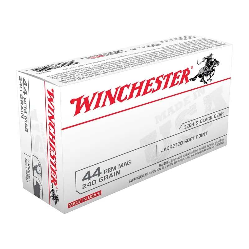 Winchester USA .44 Magnum 240 Grain JSP Ammunition - 50 Rounds/500 Rounds