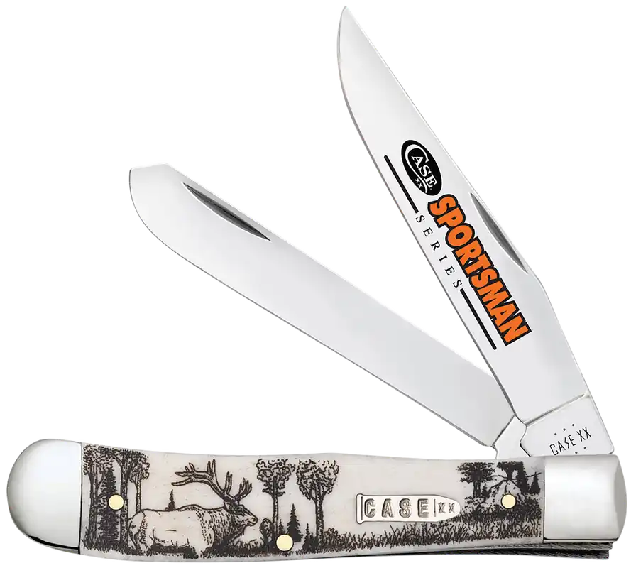 Case 81222 Trapper Sportsman Folding Knife with Elk Embellished Bone Handle