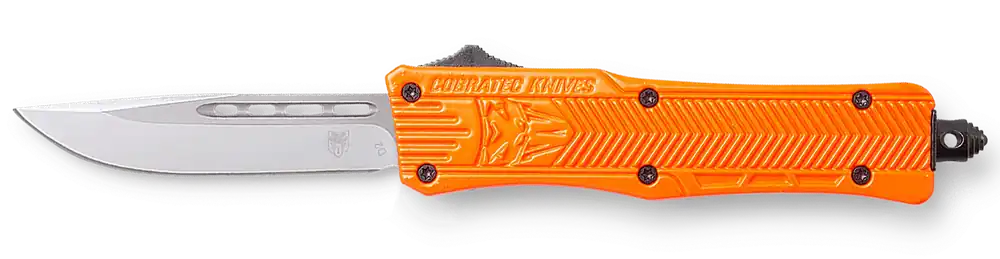 CobraTec Knives CTK-1 Small OTF Knife with D2 Steel Blade and Orange Handle