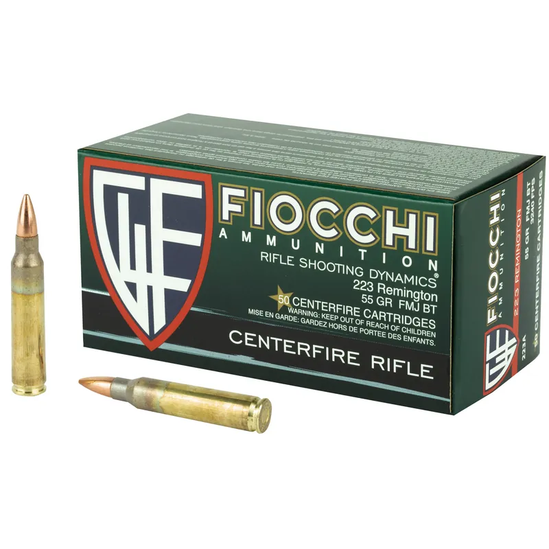 FIOCCHI .223 Remington 55 Grain FMJBT Ammunition - 50 Rounds/1000 Rounds