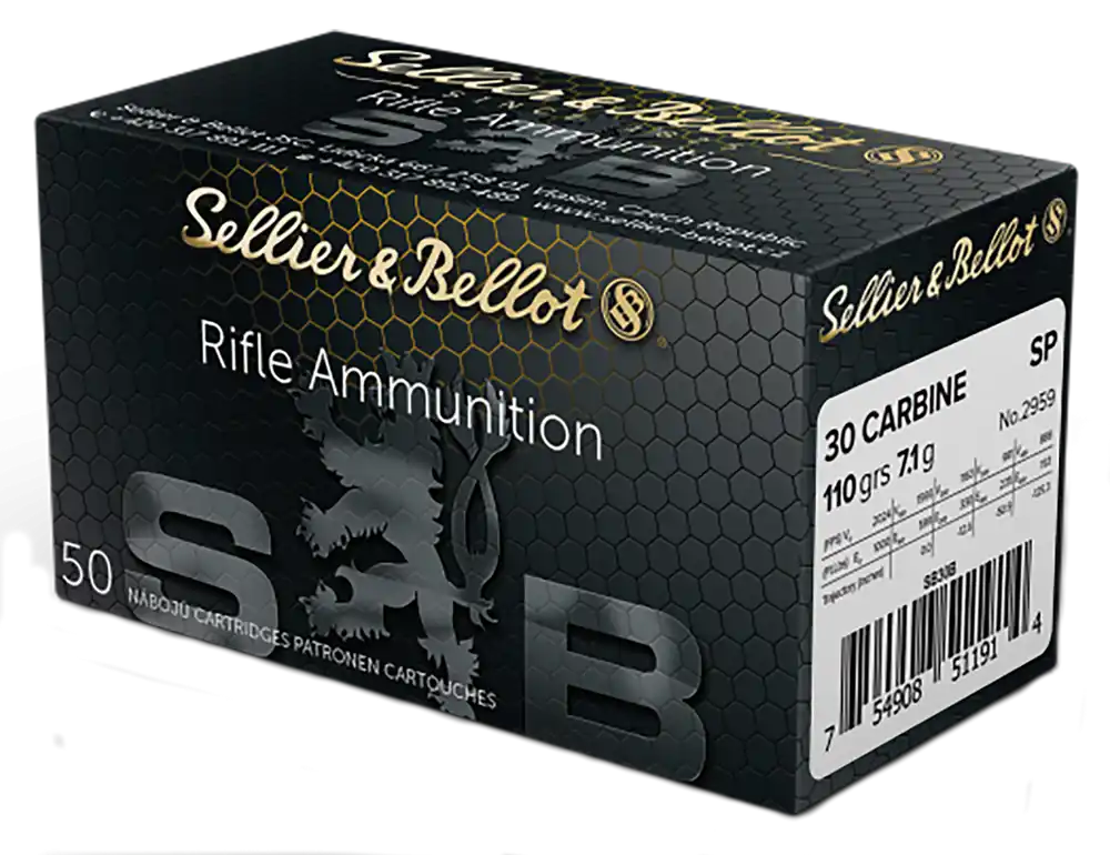 Sellier & Bellot 30 Carbine 110gr Soft Point Rifle Ammo - 50 Rounds per Box, 20 Boxes per Case