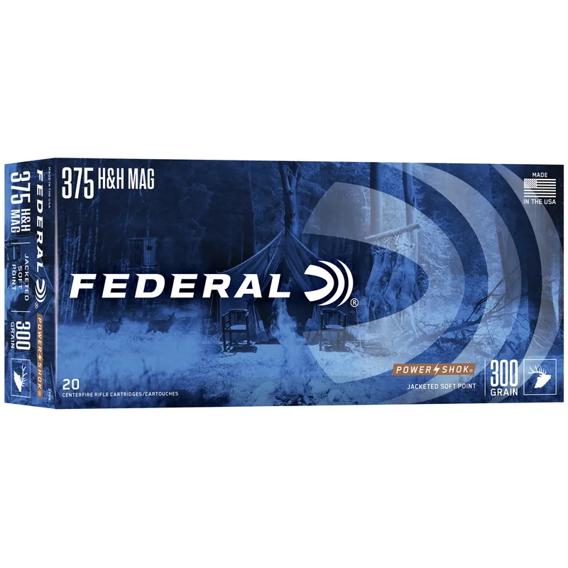 Federal Power-Shok .375 H&H 300 Grain Soft Point Ammunition - 20 Rounds/200 Rounds