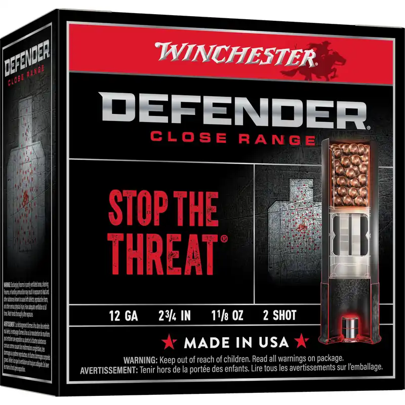 Winchester Defender 12 Gauge 2.75" #2 Shot, 25 Rounds per Box, 250 Rounds per Case