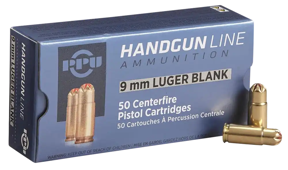 PPU PPB9L 9mm Luger Blank Ammo - 50 Rounds per Box, 20 Boxes per Case