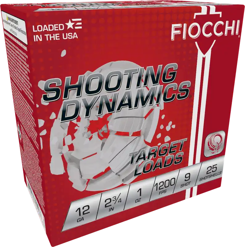 Fiocchi Shooting Dynamics 12 Gauge 9 Shot Target Ammo - 25 Rounds Per Box