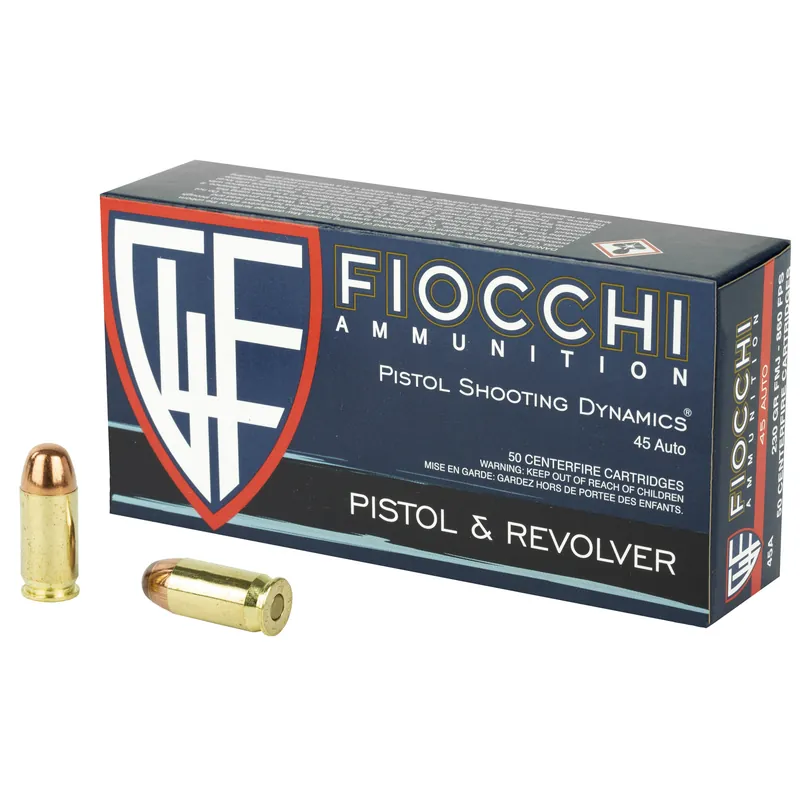 FIOCCHI 45ACP 230GR FMJ Ammunition - 50 Rounds/500 Rounds