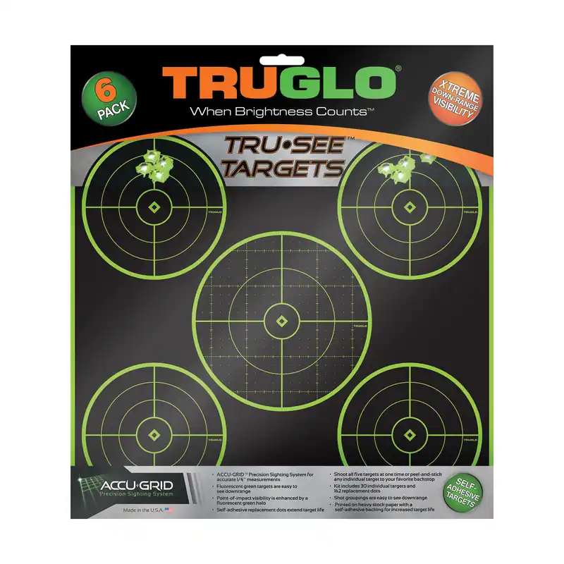 TRUGLO TRU-SEE 5 Bullseye Target 12x12 Inch 6 Pack