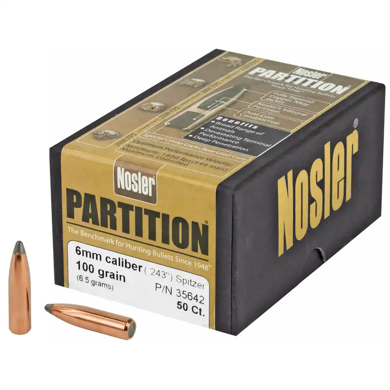 Nosler 6mm 100gr SP Partition Bullets - 50 Count