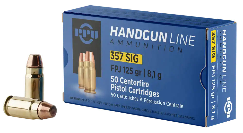 PPU PPH357S 357Sig 125gr FPJ Handgun Ammo - 50/Box, 20/Case
