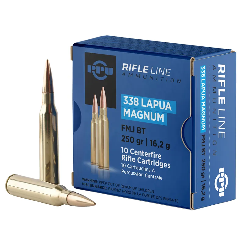 PPU .338 Lapua Magnum 250gr HPBT Ammunition - 10 Rounds/200 Rounds Available
