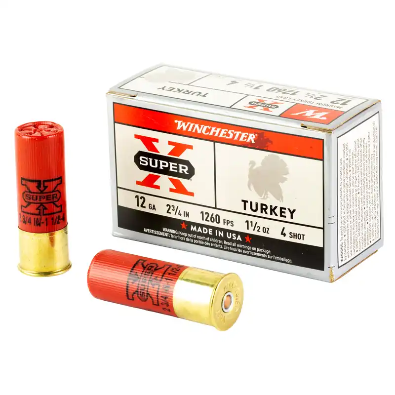 Winchester Super-X Turkey 12 Gauge 2.75" #4 Shot, 10 Rounds/Box, 100 Rounds/Case