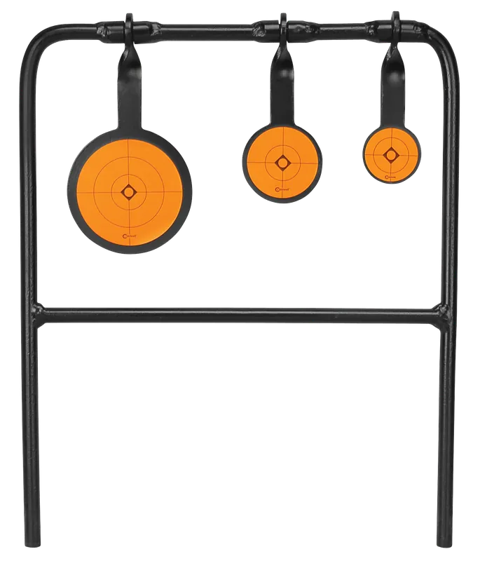 Caldwell Plink n Swing Triple Spin Target for Rimfire Pistols/Rifles - Steel Black/Orange, Impact Motion Enhancement, 1.75"/2.5"/3.5"