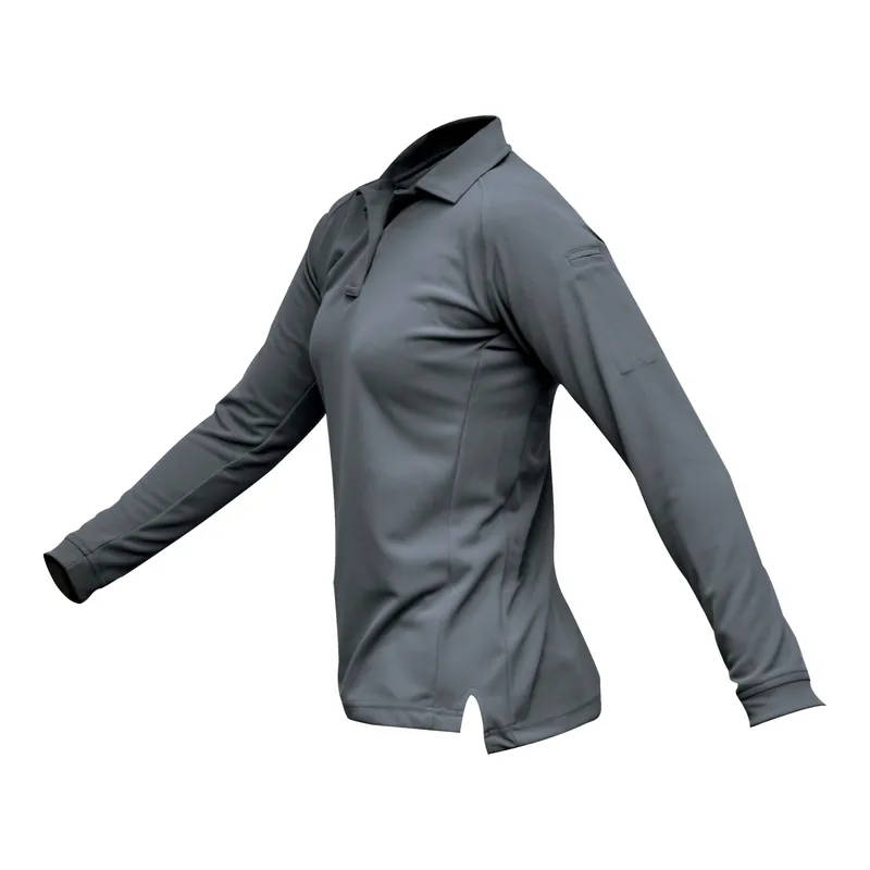 VERTX Coldblack Women's Long Sleeve Polo, Gray, XL