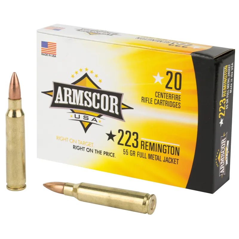 ARMSCOR .223 Remington 55 Grain FMJ Ammunition - 20 Rounds per Box, 1000 Rounds per Case