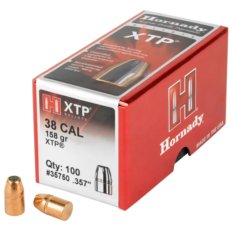Hornady XTP .38 Caliber .357 158 Grain Bullets - 100 Count