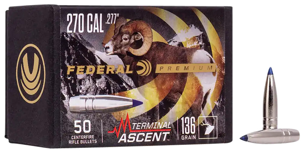 Federal Premium Terminal Ascent 270 Win 136gr Ammunition - 50 Rounds per Box, 4 Boxes per Case