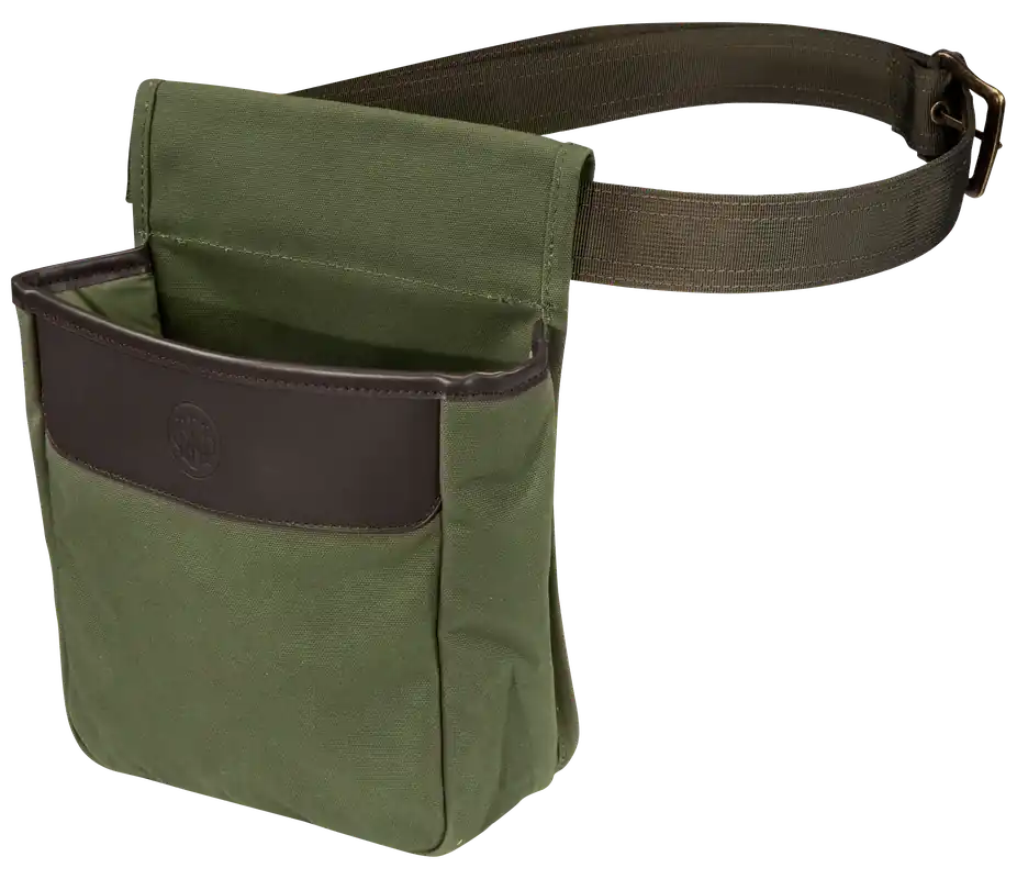 Beretta USA Waxwear Shell Pouch - Green Cotton/Leather, 50rd Capacity