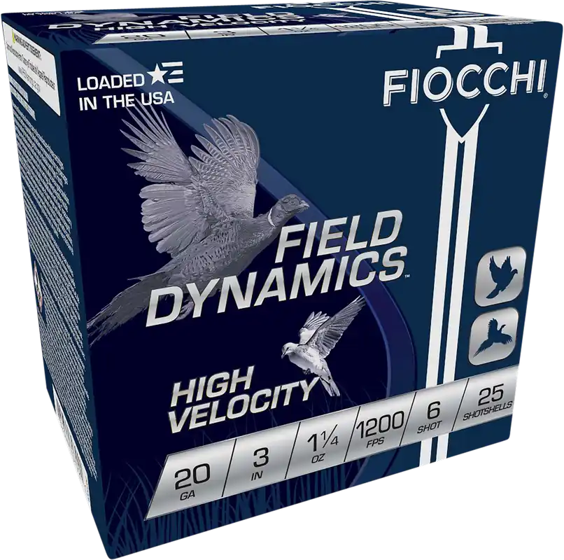 Fiocchi 20 Gauge High Velocity 6 Shot Ammo - 25 Box/10 Case
