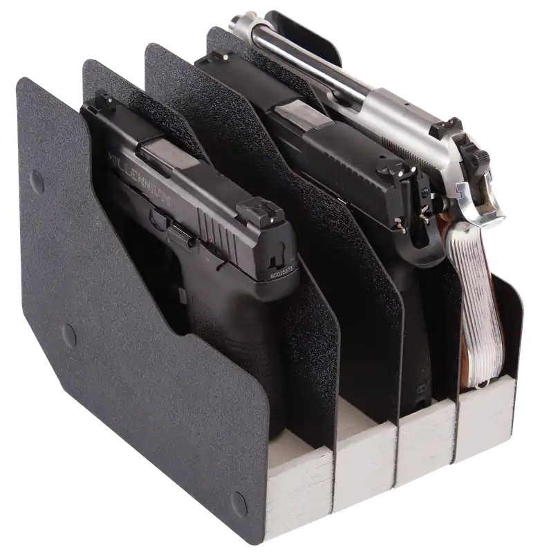 BenchMaster BMWRM14 WeaponRac Universal Handgun Rack - Holds Four Pistols, Metal Black