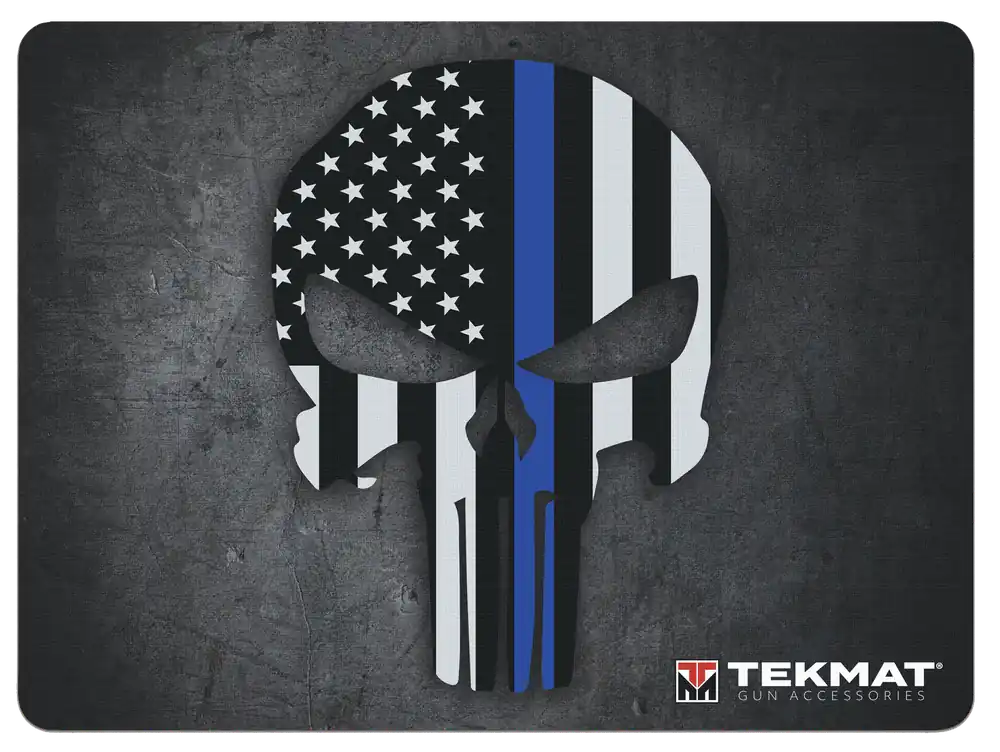 TekMat Ultra 20 Cleaning Mat - Blue Line Punisher Skull Design 15"x20"