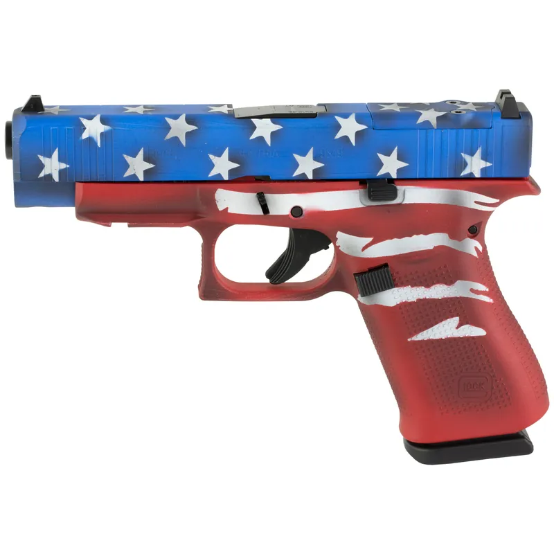GLOCK 48 9MM 10RD MOS FS with RWB BW Flag Design