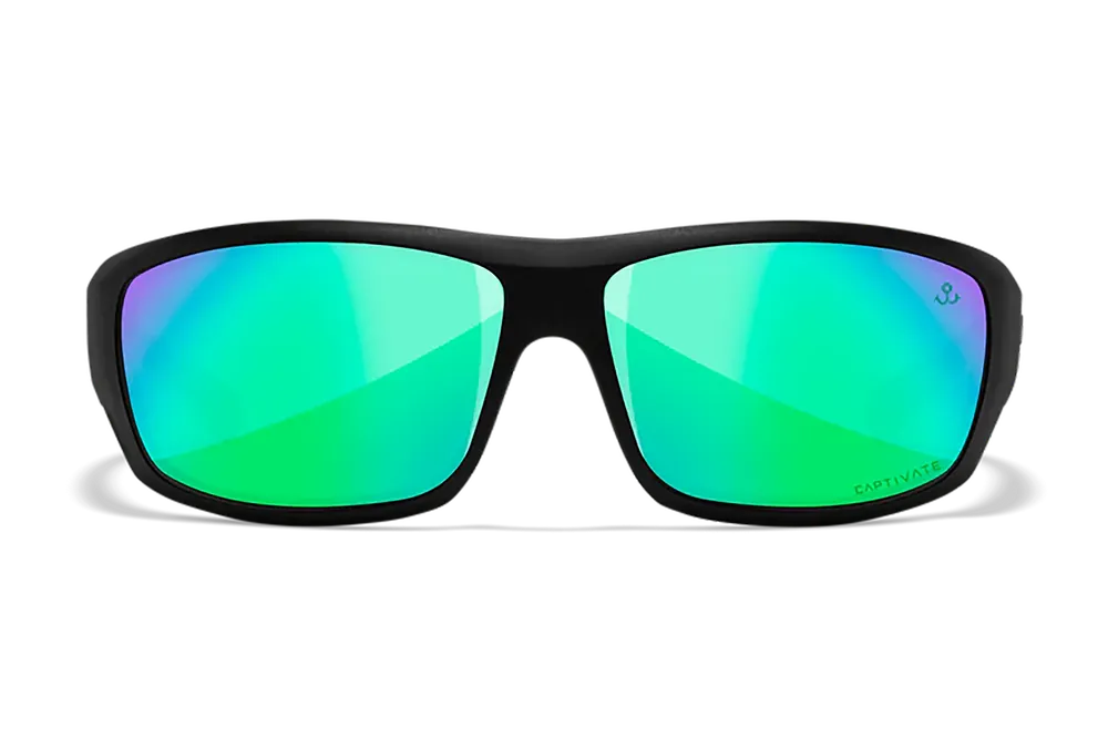 Wiley X ACOME22 Omega Sunglasses - Green Mirror Lens, Matte Black Frame