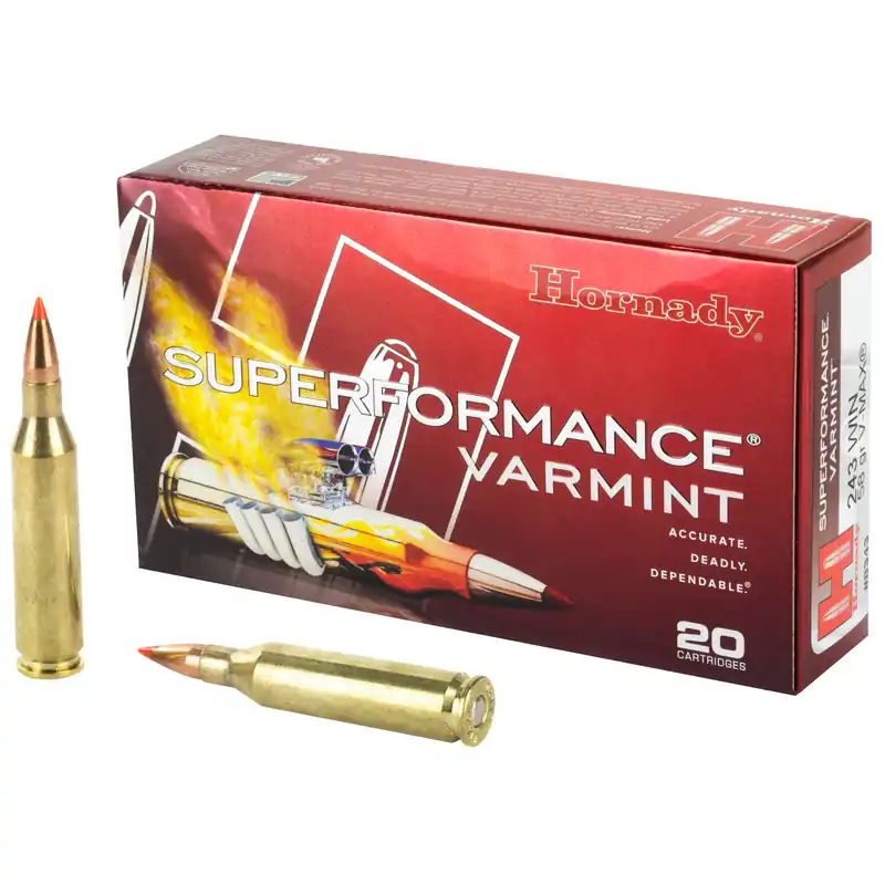 Hornady Superformance 243 Win 58 Grain V-MAX Ammunition - 20 Rounds/200 Rounds