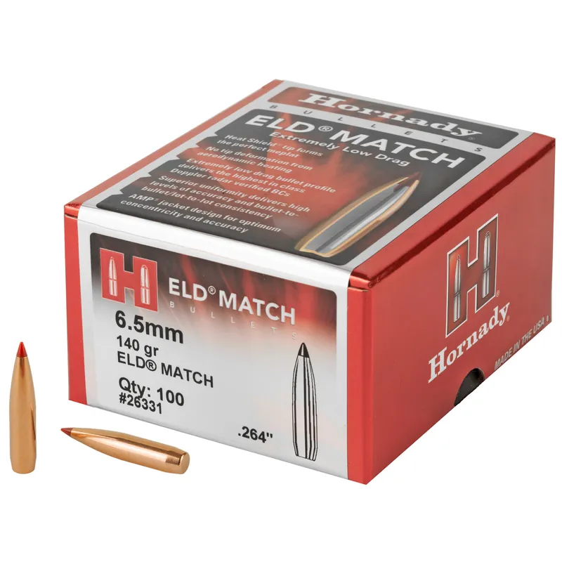 Hornady ELD Match 6.5mm .264 140 Grain Bullets - 100 Count