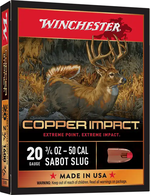 Winchester Ammo X20CLF Copper Impact 20 Gauge Sabot Slug - 5 Rounds Per Box