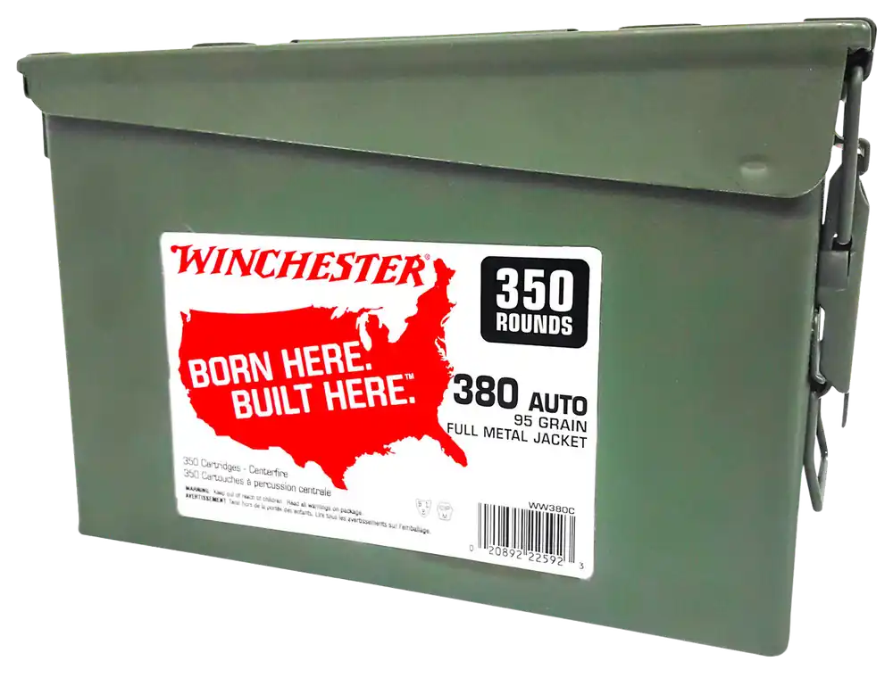 Winchester USA 380ACP 95gr FMJ Ammo Can - 350 Rounds