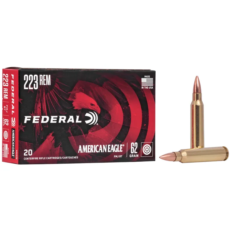 Federal American Eagle .223 Remington 62 Grain FMJ - 20 Rounds/500 Rounds