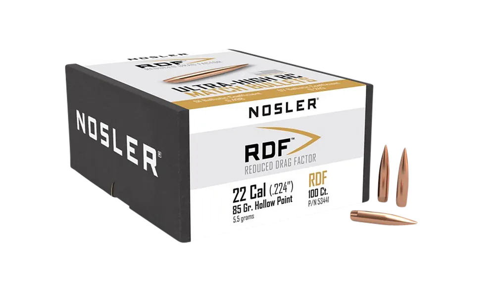 Nosler RDF Match 22Cal 85gr HPBT Bullets 100 Count