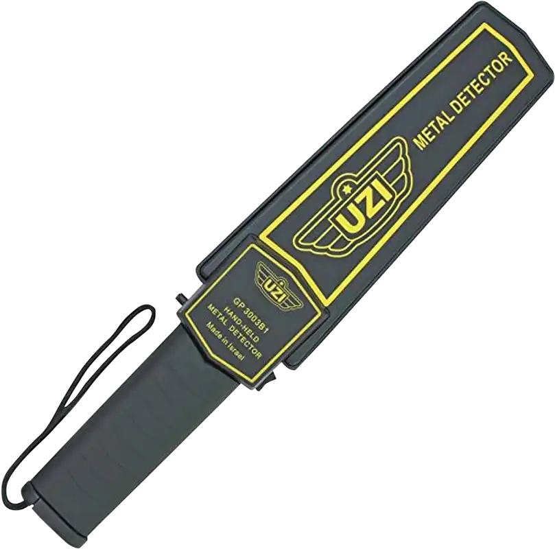 Uzi UZIHHSC1 Handheld Metal Detector with LED Light - Black/Yellow High-Impact Plastic