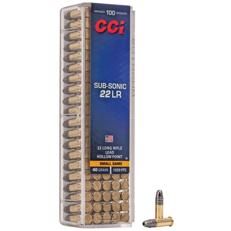 CCI 22 Subsonic 40gr HP Ammunition - 100 Rounds per Box, 5000 Rounds per Case