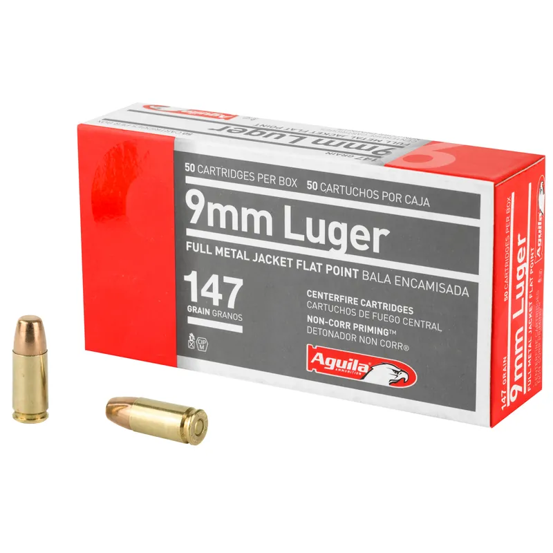 AGUILA 9MM 147GR FMJ FP Ammunition - 50 Rounds/1000 Rounds Box