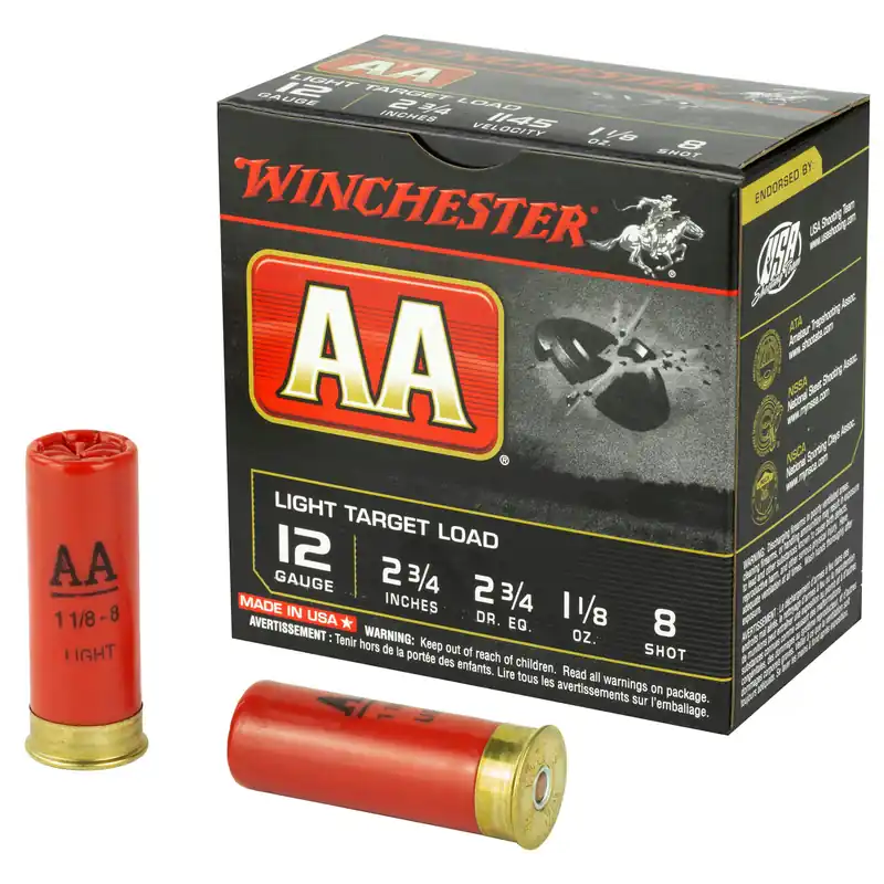 Winchester AA Target 12 Gauge 2.75" #8 Shot, 25 Rounds per Box, 250 Rounds per Case