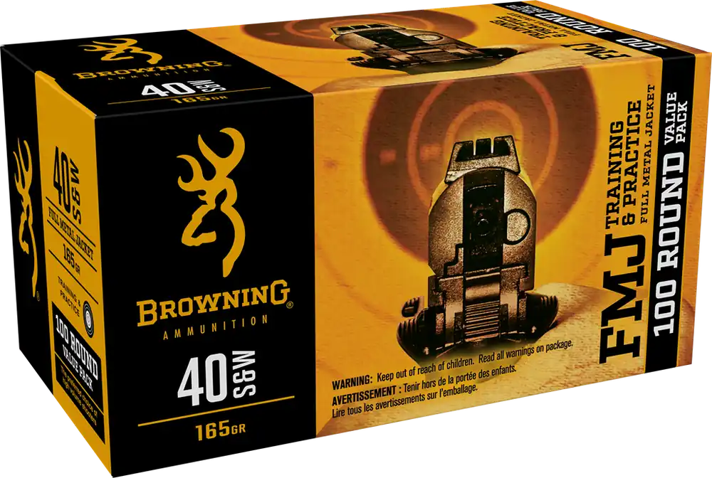 Browning Ammo 40S&W 165gr FMJ Value Pack - 100 Rounds per Box