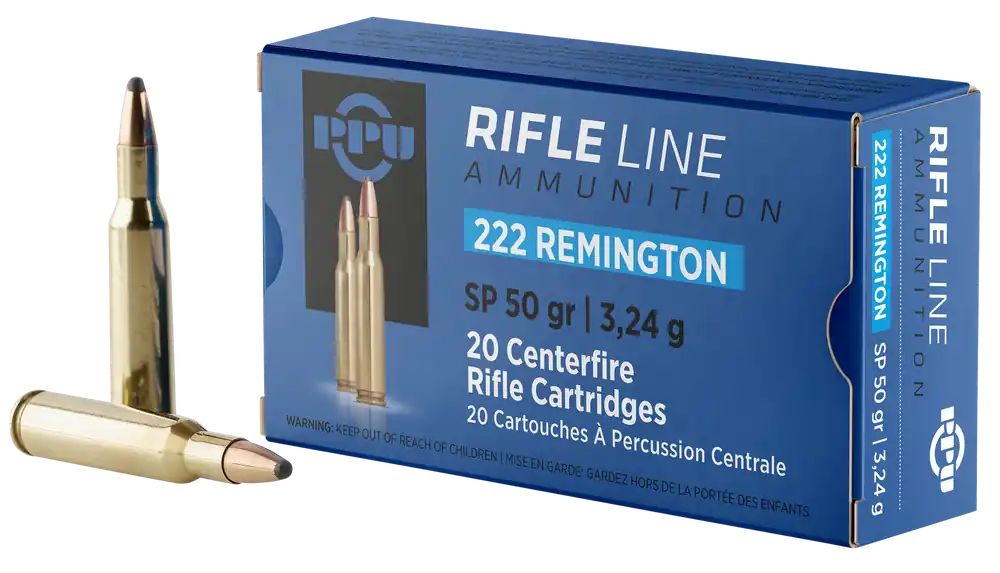 PPU PP222 .222 Remington 50gr Soft Point Rifle Ammo - 20 Rounds/Box, 50 Boxes/Case