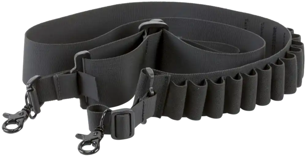 Deluxe Black Nylon Shotgun Bandolier - Holds 14 Shells