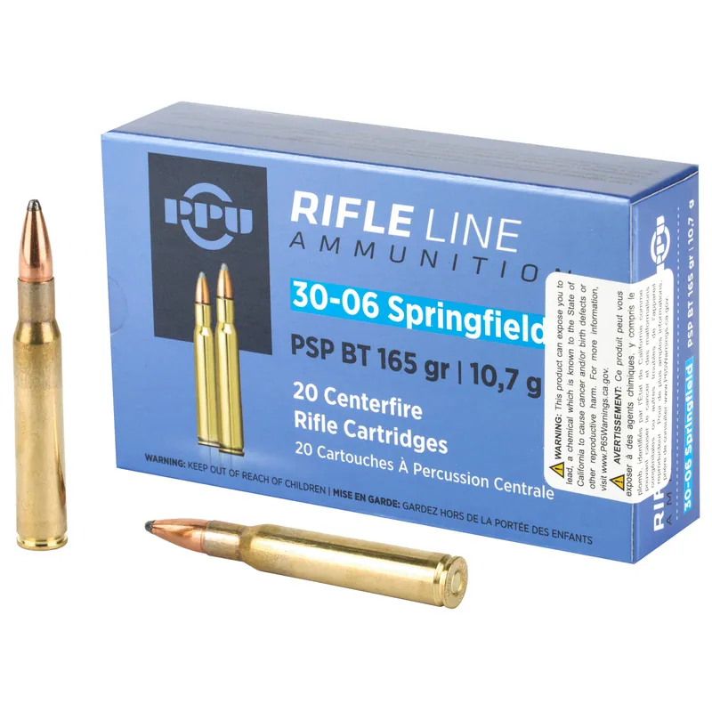 PPU 30-06 Springfield PSP 165 Grain Ammunition - 20 Rounds/200 Rounds