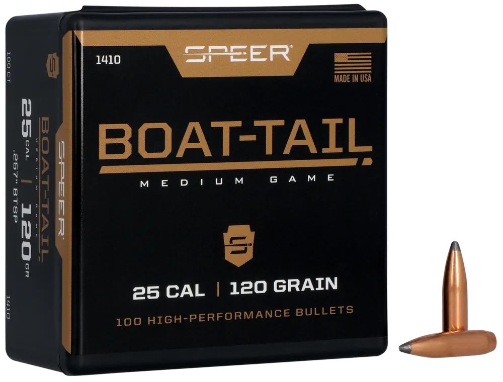Speer 1410 25Cal 120gr JSP Boat-Tail Bullets - 100/Box, 5/Case
