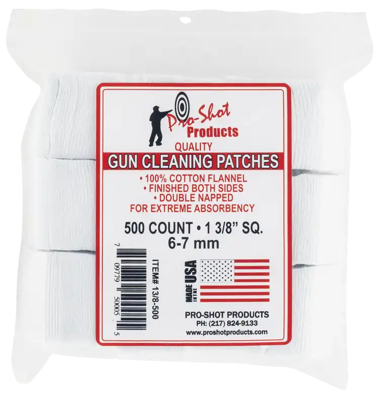 Pro-Shot 138500 Cotton Flannel Cleaning Patches 6mm/7mm - 500 Pack